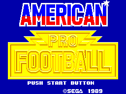 American Pro Football (Europe) Title Screen